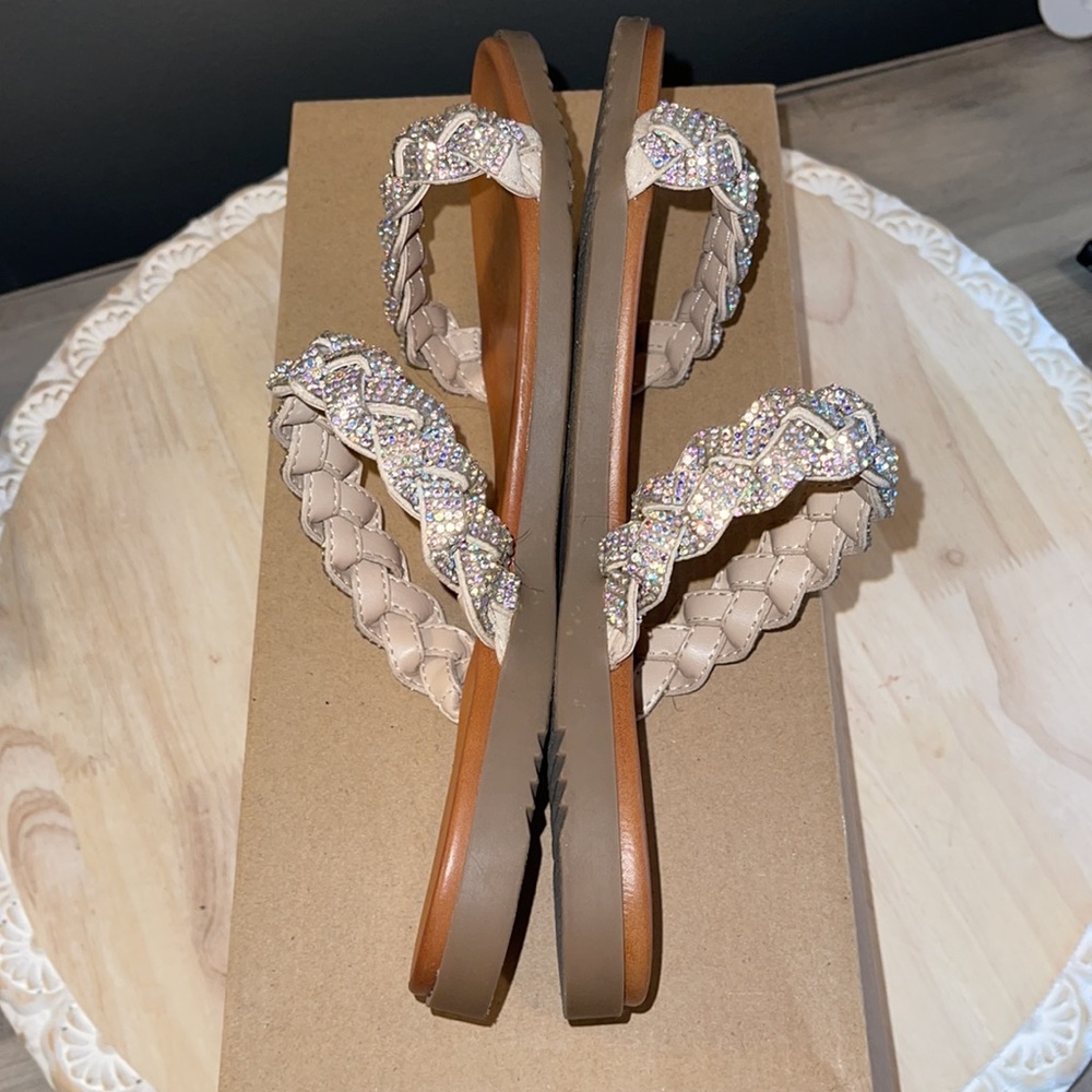 STEVE MADDEN RHINESTONE BRAIDED SANDALS - Picture 6 of 7
